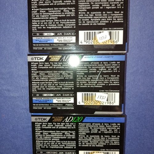 TDK AD120 Audio Cassettes sealed pack of 3