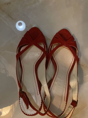Zara red suede heeled sandals used, size 37