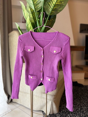 Purple ribbed top like new, size S-M