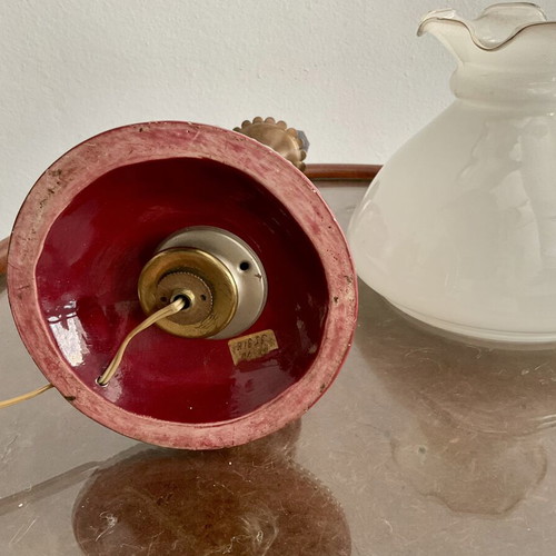 Vintage table lamp used, neoclassical Hollywood Regency style, porcelain
