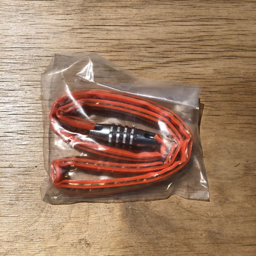 Vintage orange bicycle lock with gold chain and code 1143 new