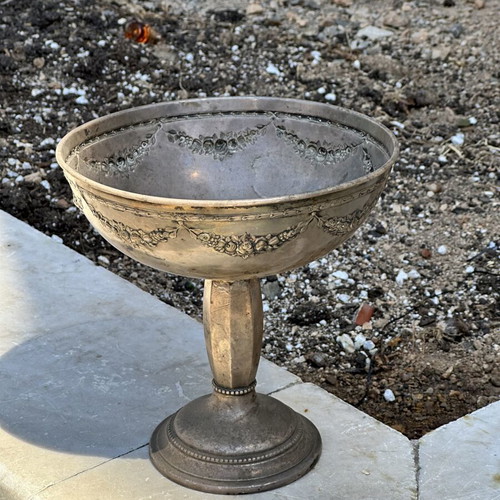 Vintage Silver-Plated Cup Fruit Bowl used with Embossed Floral Decoration