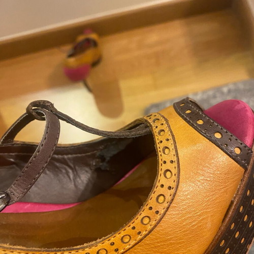 Peep Toe Schutz shoes used, 9cm heel, multicolor, size 38
