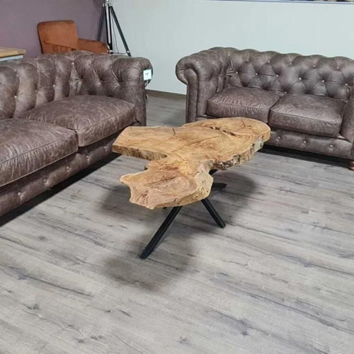 Solid wood coffee table with metal legs new