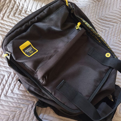 National Geographic backpack used, black and yellow
