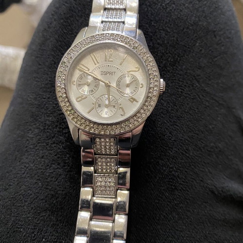 Esprit wristwatch used, gray, women's