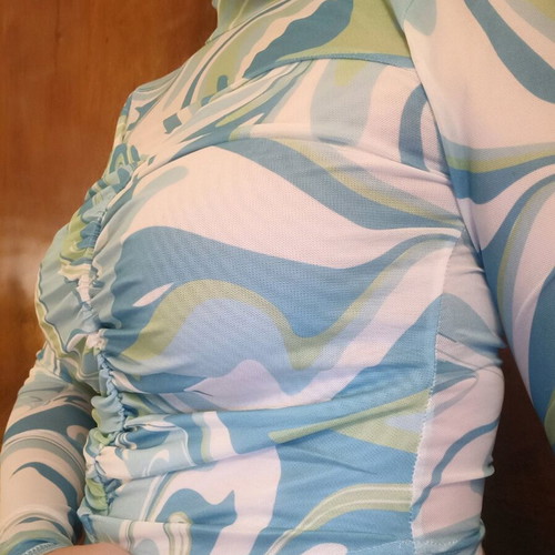 Women's blouse used, elastic, see through, medium size, multicolor