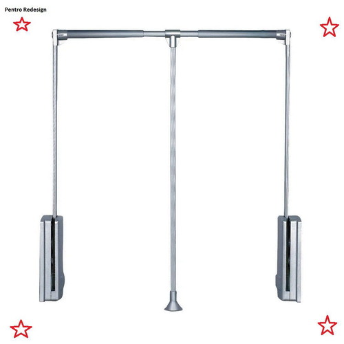 Wardrobe elevator hanger new, silver aluminum 83-115cm