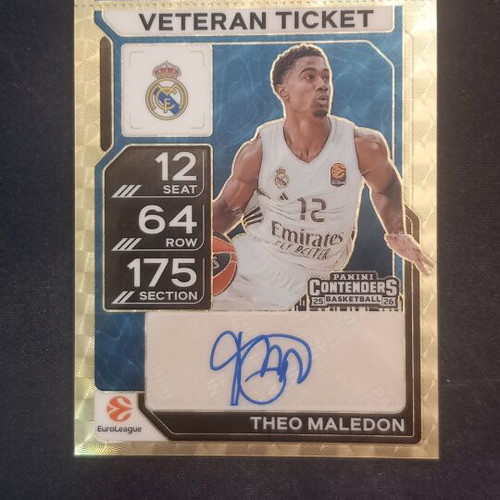 Panini Contenders Euroleague Theo Maledon 1/1 Gold Veteran Ticket Auto nm condition