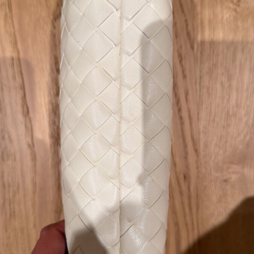 Bottega Veneta clutch bag, white leather with crossbody strap
