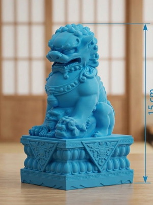 Foo Dog (Φύλακας Λιοντάρι) Καινούργιο Cyan Edition 3D Printed