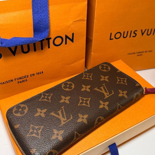 Louis Vuitton Clémence wallet used, monogram canvas with pink zipper