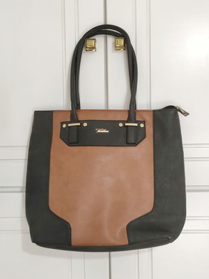 Women's office tote bag black and brown