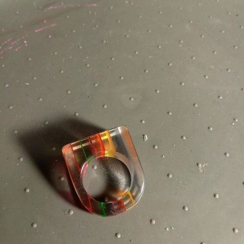 Plastic ring rainbow rectangular size 6.5/52/16.75 diameter