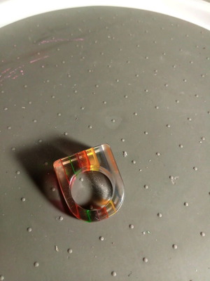 Plastic ring rainbow rectangular size 6.5/52/16.75 diameter