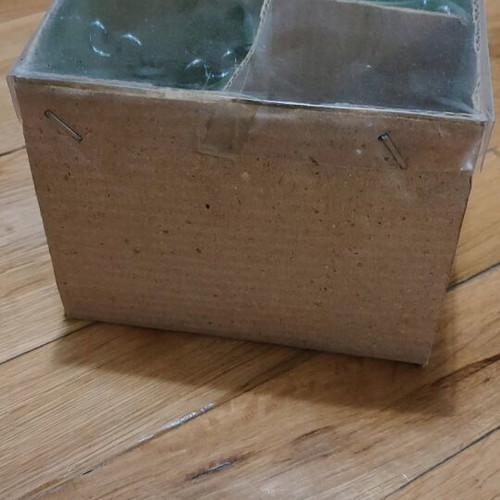Glass tealight lanterns new, pack of 5, light green and pale yellow