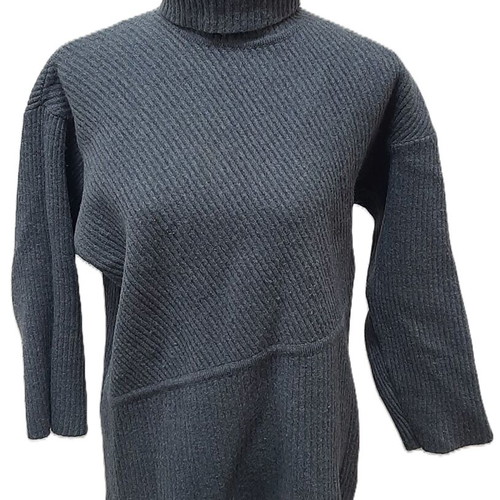Vintage women's wool turtleneck sweater size L used, gray
