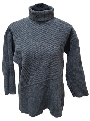 Vintage women's wool turtleneck sweater size L used, gray