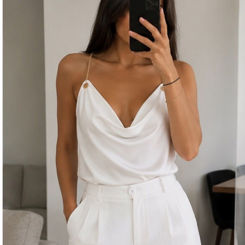 Satin top with chain new