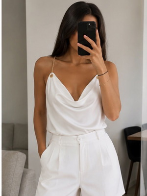 Satin top with chain new