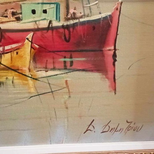 Oil painting on canvas by D. Dimitriou used 76x96 with large frame