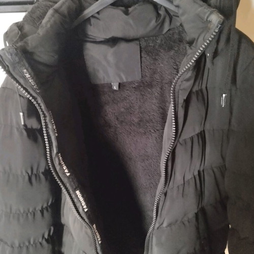 D'splay men's jacket size L like new, with fur lining, black