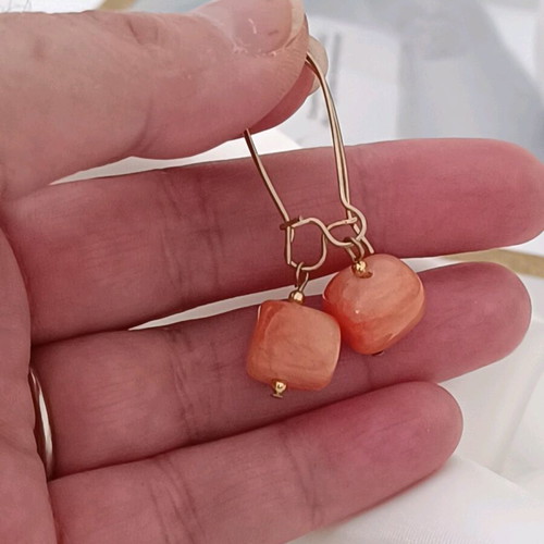 Summer coral earrings with jade & steel details