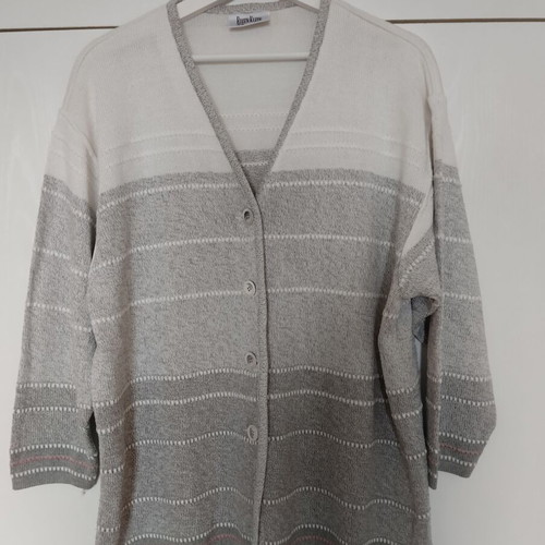Eugen Klein knitted cardigan used, plus size, white gray