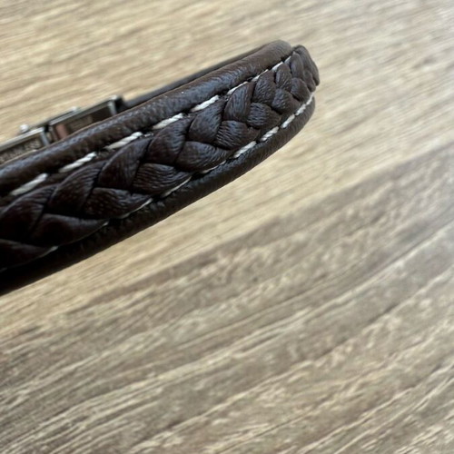 Men's bracelet brown leather with stainless steel like new