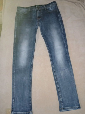 Gandy men's blue denim pants used, slim straight fit, size L
