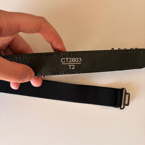 Women's black elastic belt with beads used, size 80