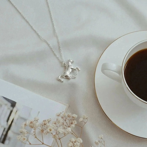Horse Necklace 18K White Gold Plated Stainless Steel with Gift Box