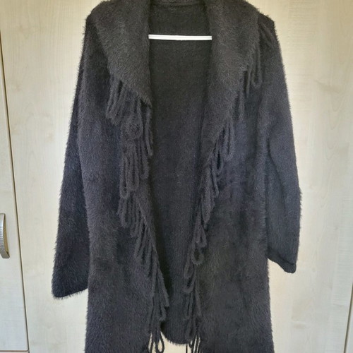 Fuzzy black cardigan like new, one size