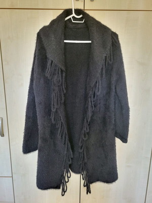 Fuzzy black cardigan like new, one size