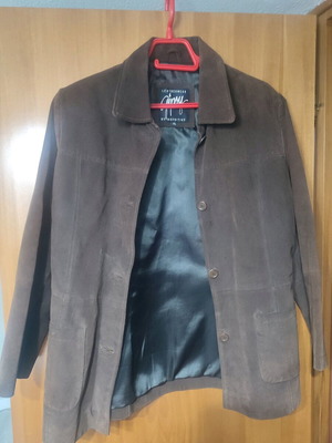 Leather suede jacket used, brown, one size