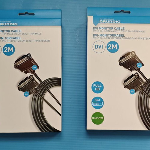 Grundig DVI Monitor Cables 3 Pack 2m New