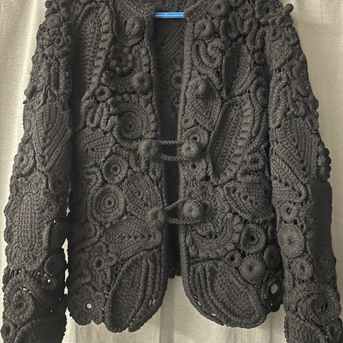 Jacket with Irish lace made to order, black, size L