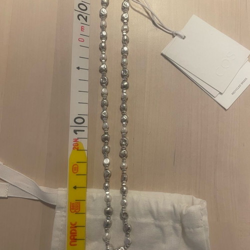 Chain with freshwater pearls new, COS, brass, white and silver