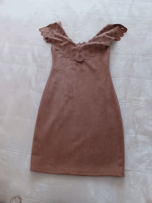 Bodycon dress small brown suede new, unworn