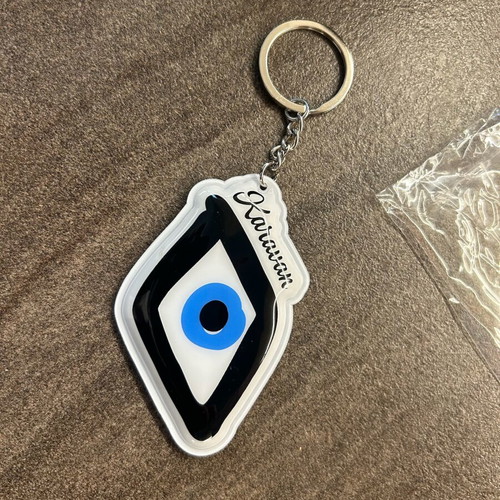 Karavan keychain new, eye design white and blue
