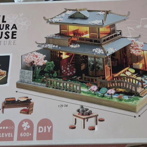 Sakura House DIY Miniature Dollhouse kit brand new with LED lights and music