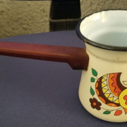 Vintage enamel briki coffee pot