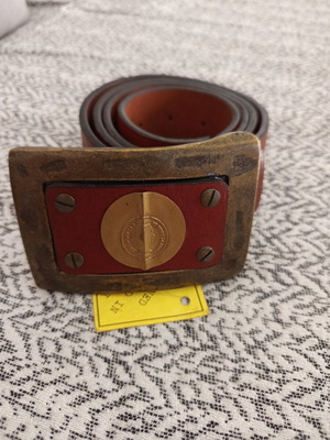 Women's leather belt new, cognac brown, size 110 cm