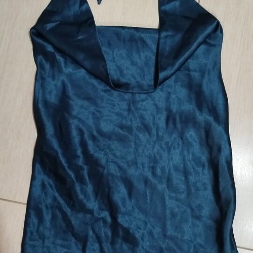 Satin blouse with neck tie like new, blue