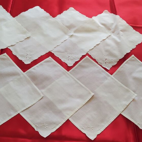 Vintage collection of 40 used embroidered linens