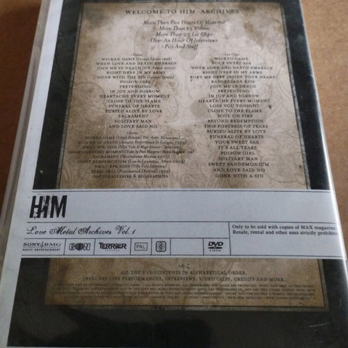 Him Love Metal Archives Vol.1 DVD like new, rock