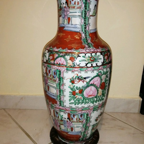 Asian art floor vase porcelain antique hand-painted