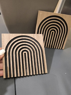 Wooden coasters set of 2, new, modern design with black detail