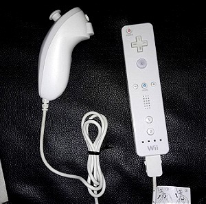 Γνήσιο Ασύρματο χειριστήριο Nintendo Wii  & Nun Chuck wii remote wiimote original Λευκό