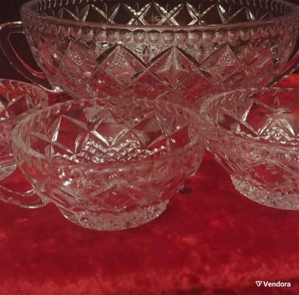  set froutosalatas/ pagotou, vintage kristallo 1950-1960